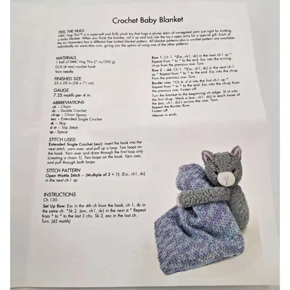 DMC Hug This! Knitting & Crochet Yarn Kit with Lamb Toy New In Box Baby Blanket